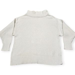 Free People High Neck Waffle Knit Oversized 3/4 Sleeve Sweater